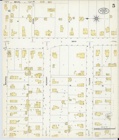 Sanborn Fire Insurance Map from Romeo, Macomb County, Michigan (1907), Sheet #0005 - Complete Map Set gallery image, historic Sanborn map, vintage wall art, Michigan Michigan
