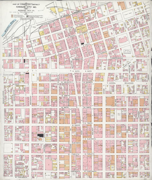 Sanborn Fire Insurance Map from Kansas City, Jackson, Clay, And Platte Counties, Missouri. (1925) – Historic Sanborn Fire Insurance Map Print