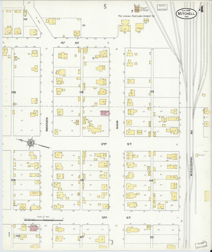 Sanborn Fire Insurance Map from Mitchell, Lawrence County, Indiana (1909), Sheet #0004 - Historic Sanborn Fire Insurance Map Print, vintage old map wall art, antique decor, genealogy gift, Indiana Indiana map