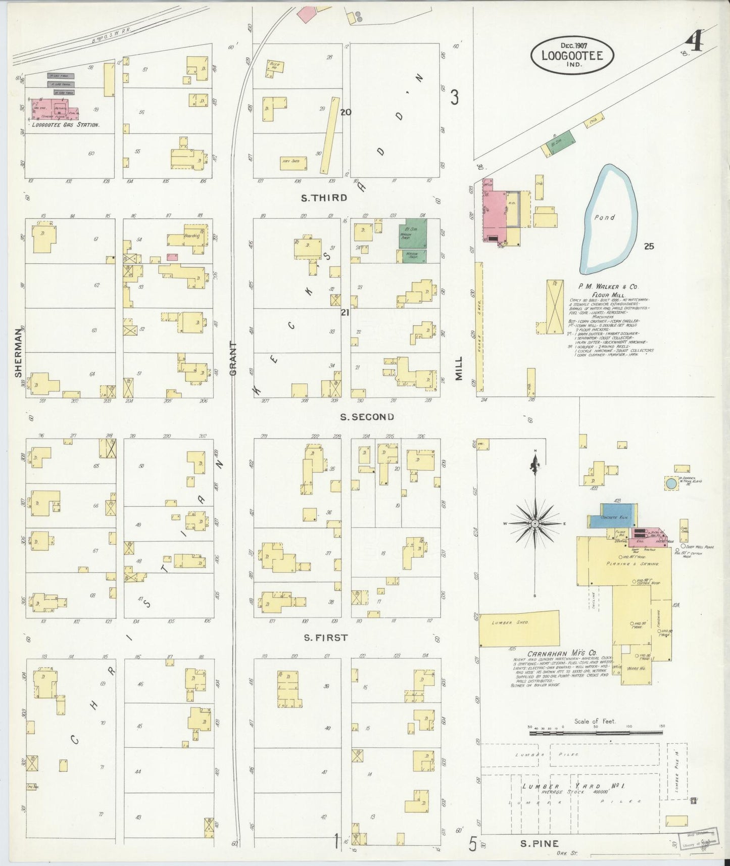 Sanborn Fire Insurance Map from Loogootee, Martin County, Indiana (1907), Sheet #0004 - Complete Map Set gallery image, historic Sanborn map, vintage wall art, Indiana Indiana