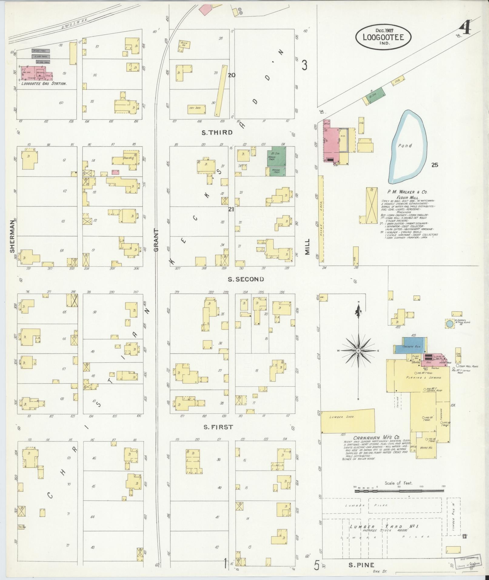 Sanborn Fire Insurance Map from Loogootee, Martin County, Indiana (1907), Sheet #0004 - Complete Map Set gallery image, historic Sanborn map, vintage wall art, Indiana Indiana