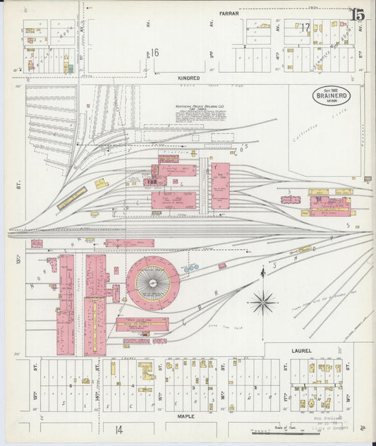 Sanborn Fire Insurance Map from Brainerd, Crow Wing County, Minnesota (1902), Sheet #0015 - Historic Sanborn Fire Insurance Map Print, vintage old map wall art, antique decor, genealogy gift, Minnesota Minnesota map