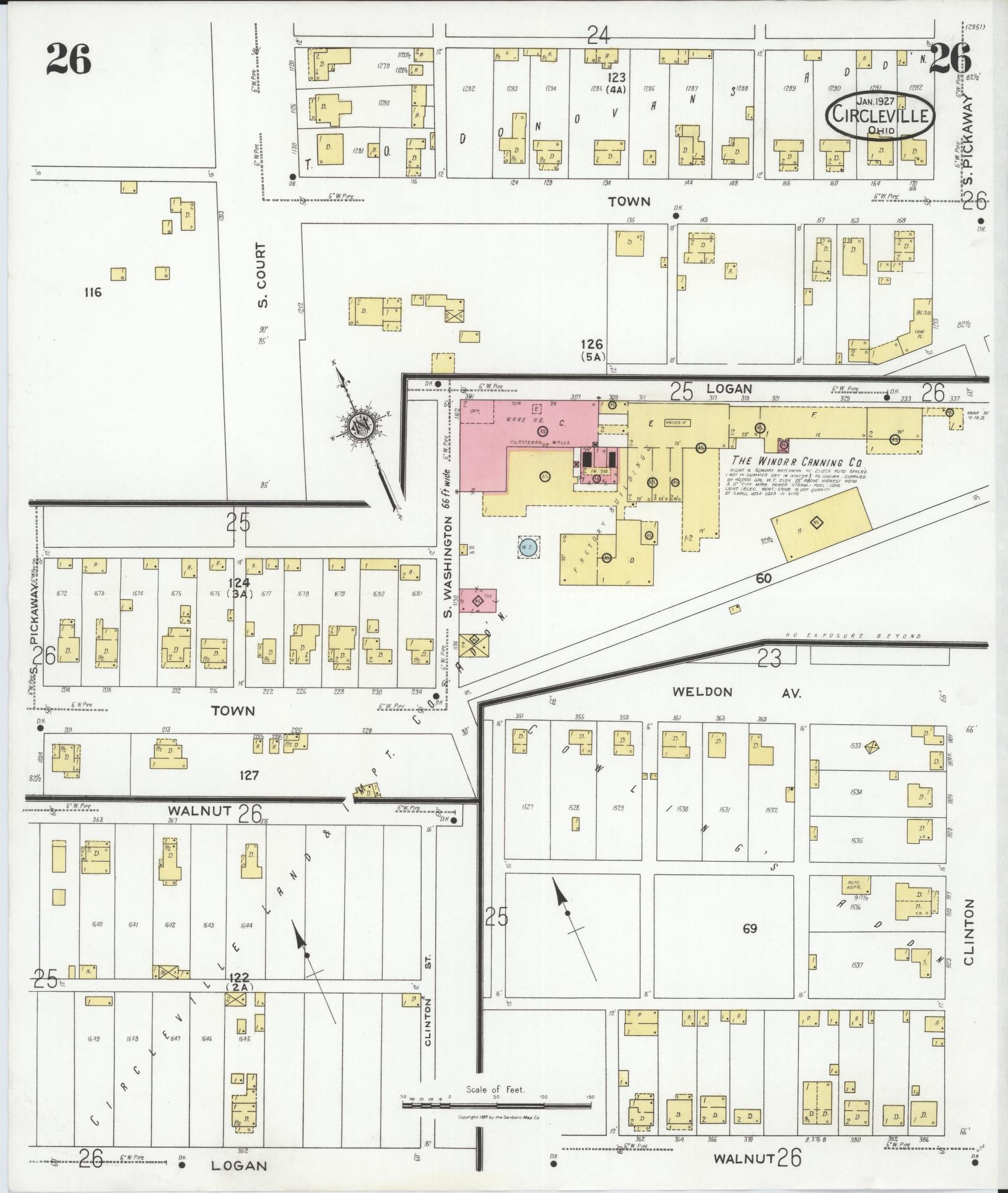 Sanborn Fire Insurance Map from Circleville, Pickaway County, Ohio (1927), Sheet #0026 - Complete Map Set gallery image, historic Sanborn map, vintage wall art, Ohio Ohio