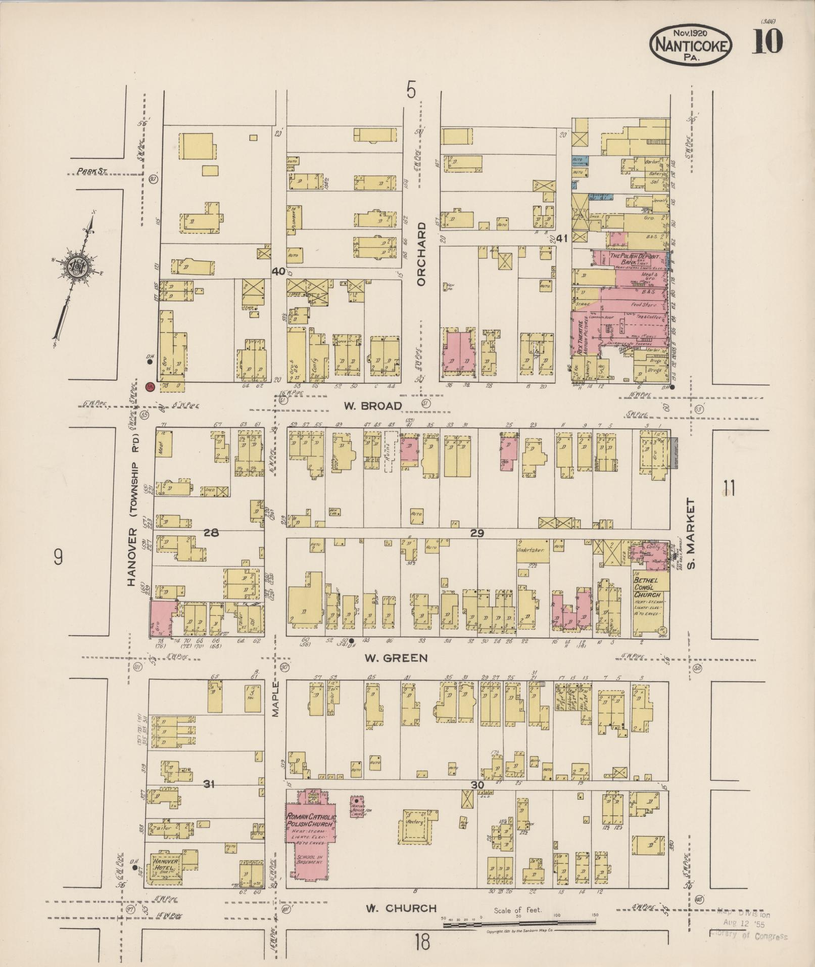 Sanborn Fire Insurance Map from Nanticoke, Luzerne County, Pennsylvania (1920), Sheet #0010 - Historic Sanborn Fire Insurance Map Print, vintage old map wall art, antique decor, genealogy gift, Pennsylvania Pennsylvania map