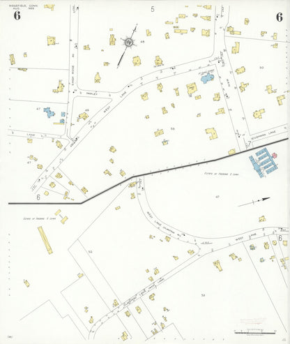 Sanborn Fire Insurance Map from Ridgefield, Fairfield County, Connecticut (1933), Sheet #0006 - Complete Map Set gallery image, historic Sanborn map, vintage wall art, Connecticut Connecticut