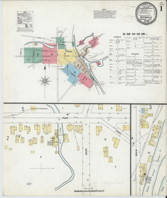 Sanborn Fire Insurance Map from Boonville, Oneida County, New York (1899), Sheet #0001 - Historic Sanborn Fire Insurance Map Print, vintage old map wall art, antique decor, genealogy gift, New York New York map