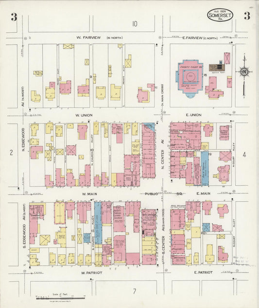 Sanborn Fire Insurance Map from Somerset, Somerset County, Pennsylvania (1924), Sheet #0003 - Historic Sanborn Fire Insurance Map Print, vintage old map wall art, antique decor, genealogy gift, Pennsylvania Pennsylvania map