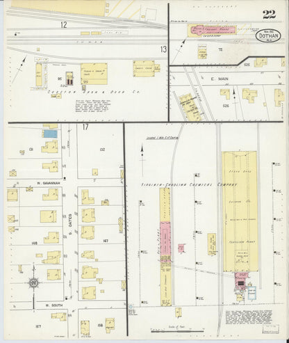 Sanborn Fire Insurance Map from Dothan, Houston County, Alabama (1912), Sheet #0022 - Complete Map Set gallery image, historic Sanborn map, vintage wall art, Alabama Alabama
