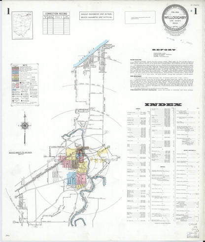 Sanborn Fire Insurance Map from Willoughby, Lake County, Ohio (1952), Sheet #0001 - Historic Sanborn Fire Insurance Map Print, vintage old map wall art, antique decor, genealogy gift, Ohio Ohio map