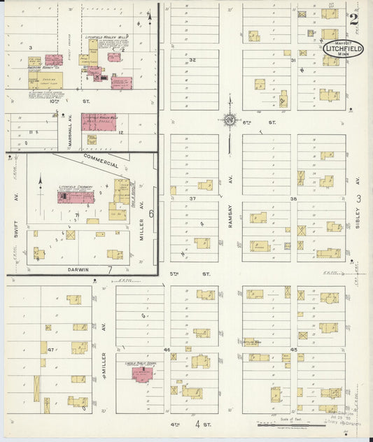 Sanborn Fire Insurance Map from Litchfield, Meeker County, Minnesota (1917), Sheet #0002 - Historic Sanborn Fire Insurance Map Print, vintage old map wall art, antique decor, genealogy gift, Minnesota Minnesota map