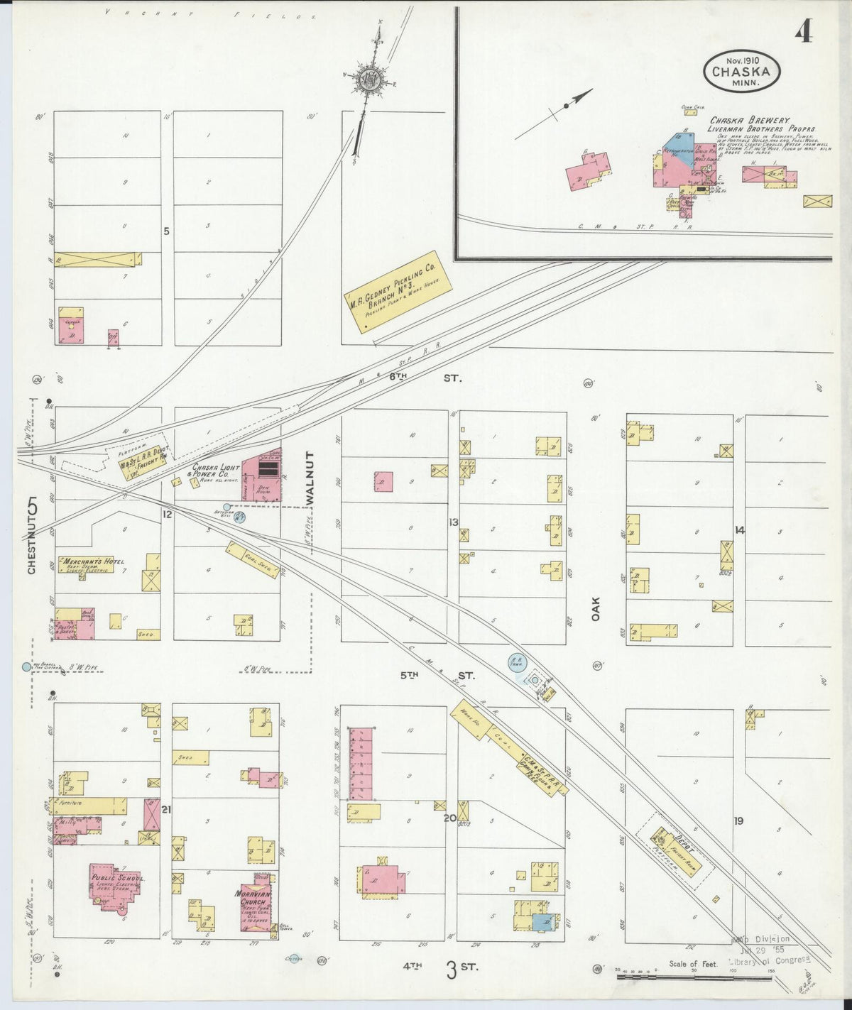 Sanborn Fire Insurance Map from Chaska, Carver County, Minnesota (1910), Sheet #0004 - Complete Map Set gallery image, historic Sanborn map, vintage wall art, Minnesota Minnesota