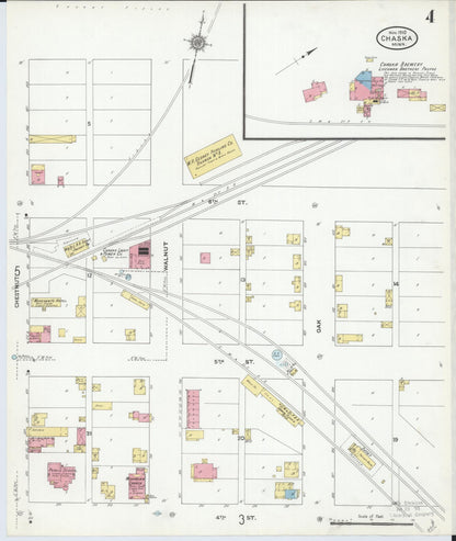 Sanborn Fire Insurance Map from Chaska, Carver County, Minnesota (1910), Sheet #0004 - Complete Map Set gallery image, historic Sanborn map, vintage wall art, Minnesota Minnesota
