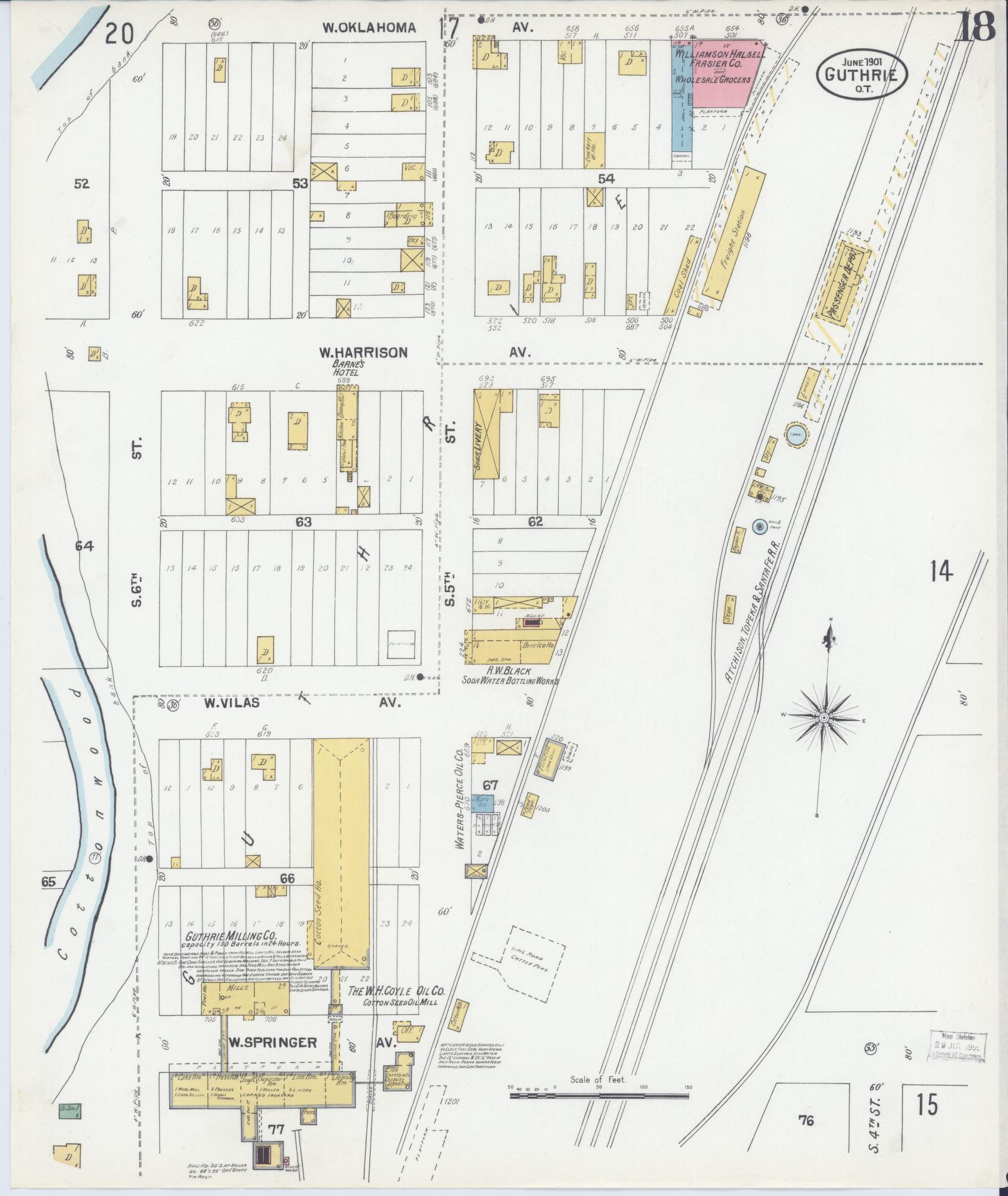 Sanborn Fire Insurance Map from Guthrie, Logan County, Oklahoma (1901), Sheet #0018 - Complete Map Set gallery image, historic Sanborn map, vintage wall art, Oklahoma Oklahoma