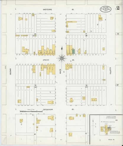 Sanborn Fire Insurance Map from Terral, Jefferson County, Oklahoma (1904), Sheet #0002 - Complete Map Set gallery image, historic Sanborn map, vintage wall art, Oklahoma Oklahoma
