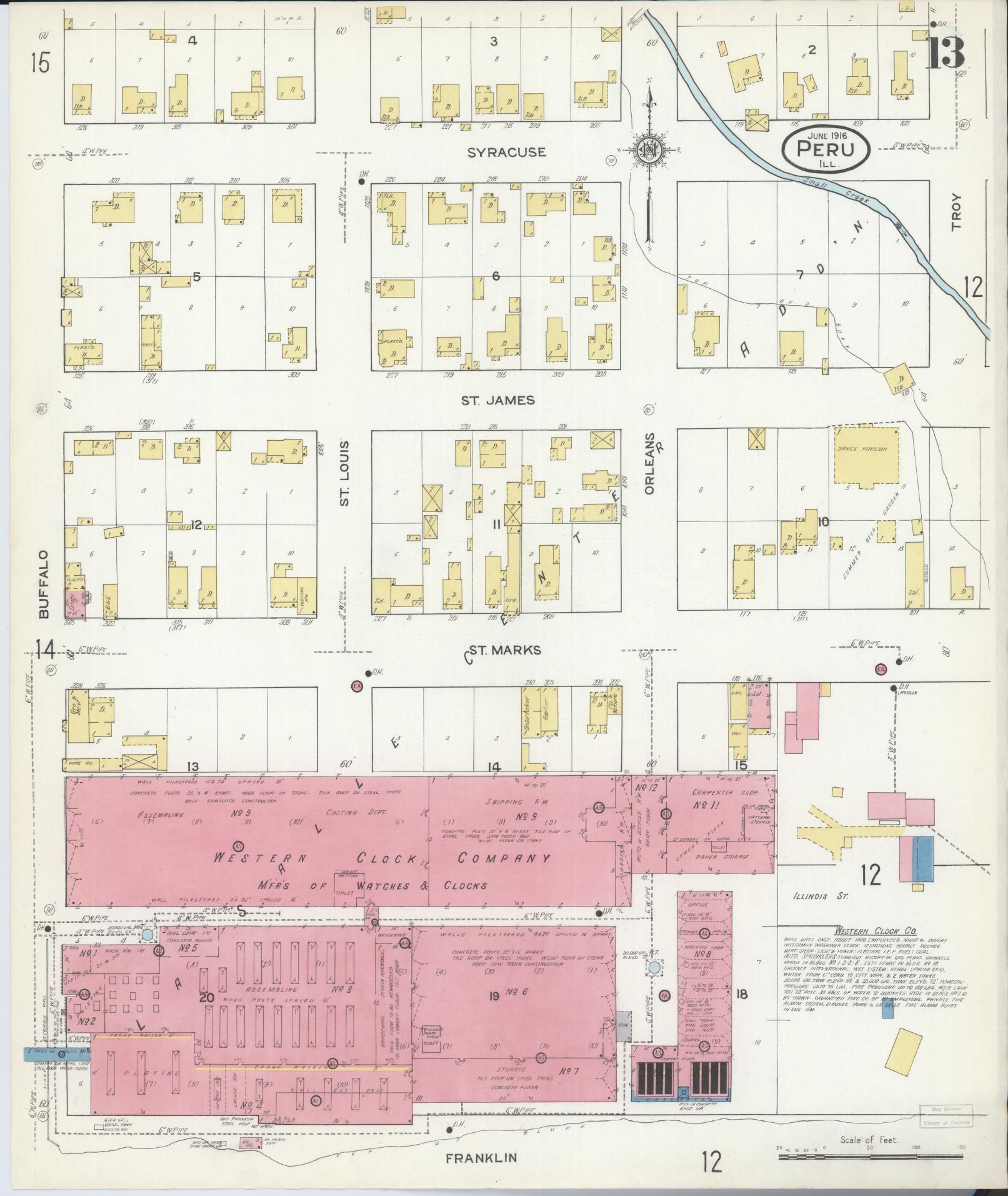 Sanborn Fire Insurance Map from Peru, La Salle County, Illinois (1916), Sheet #0013 - Complete Map Set gallery image, historic Sanborn map, vintage wall art, Illinois Illinois