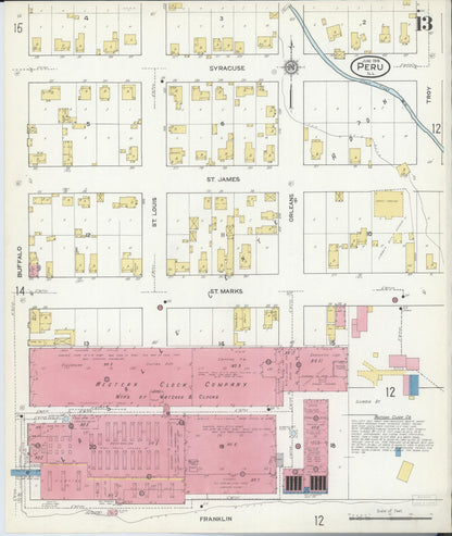 Sanborn Fire Insurance Map from Peru, La Salle County, Illinois (1916), Sheet #0013 - Complete Map Set gallery image, historic Sanborn map, vintage wall art, Illinois Illinois