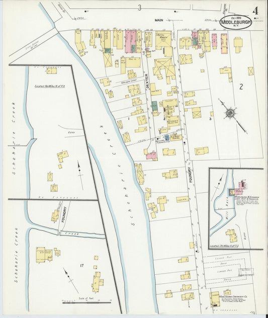 Sanborn Fire Insurance Map from Middleburgh, Schoharie County, New York (1909), Sheet #0004 - Historic Sanborn Fire Insurance Map Print, vintage old map wall art, antique decor, genealogy gift, New York New York map