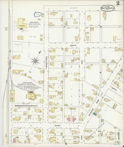 Sanborn Fire Insurance Map from Crothersville, Jackson County, Indiana (1906), Sheet #0002 - Complete Map Set gallery image, historic Sanborn map, vintage wall art, Indiana Indiana