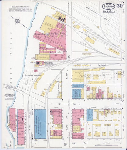 Sanborn Fire Insurance Map from Sterling, Whiteside County, Illinois (1916), Sheet #0020 - Complete Map Set gallery image, historic Sanborn map, vintage wall art, Illinois Illinois