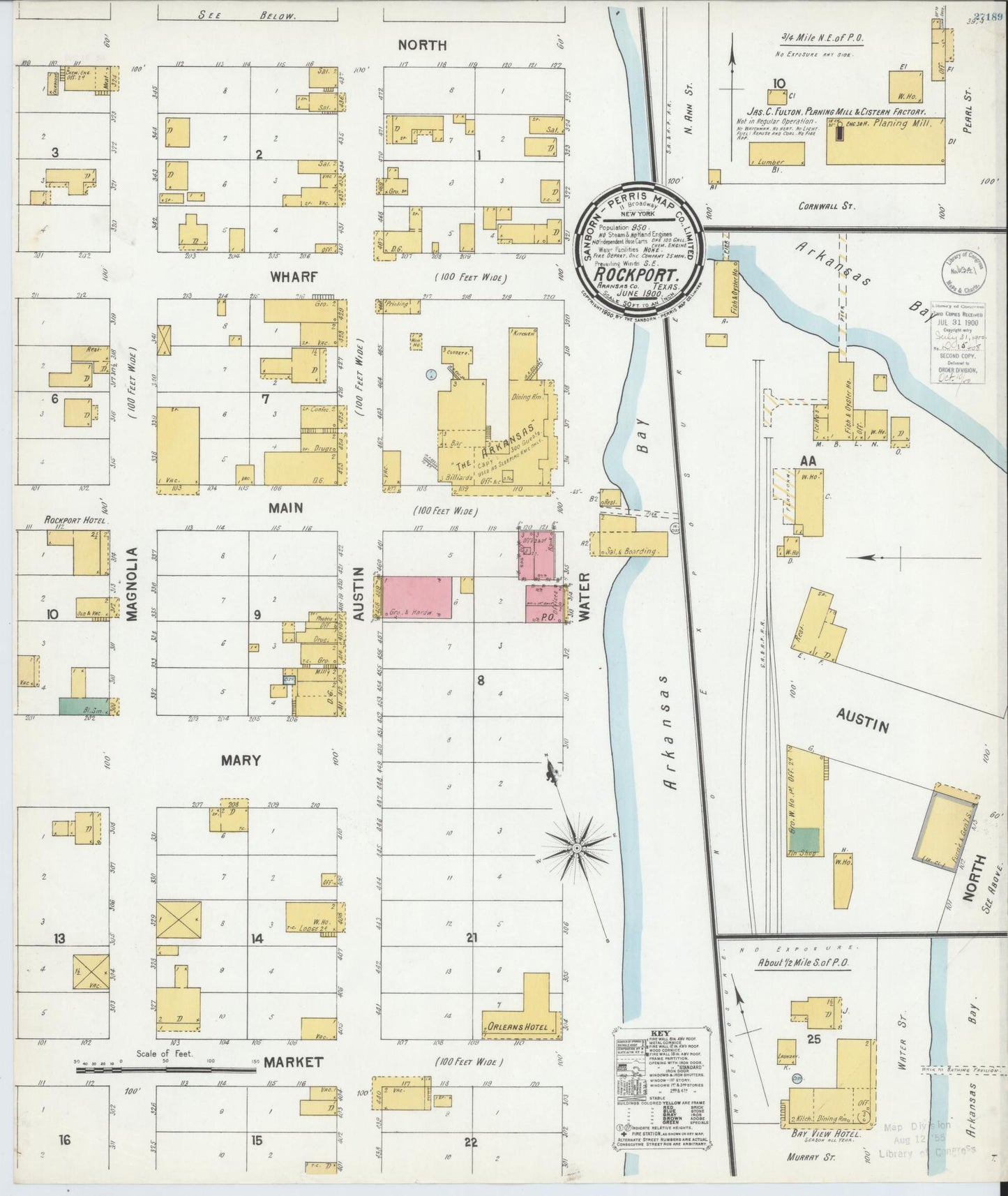 Sanborn Fire Insurance Map from Rockport, Aransas County, Texas. (1900) – Historic Sanborn Fire Insurance Map Print