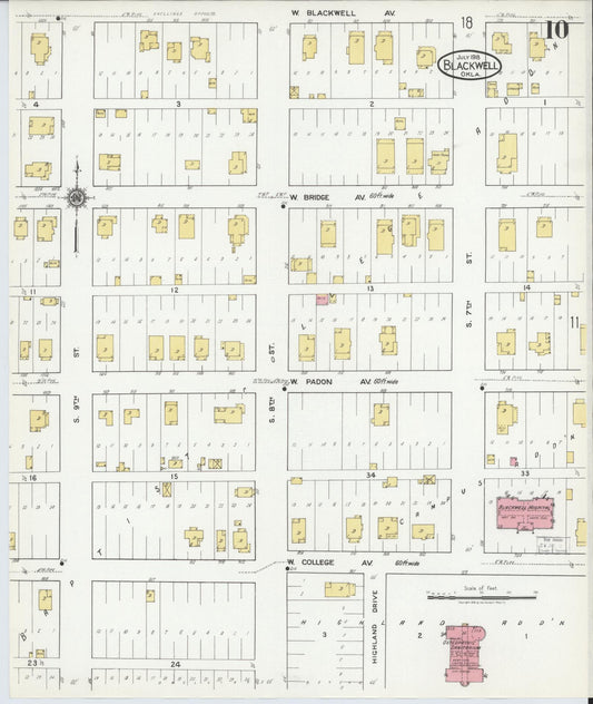 Sanborn Fire Insurance Map from Blackwell, Kay County, Oklahoma (1918), Sheet #0010 - Historic Sanborn Fire Insurance Map Print, vintage old map wall art, antique decor, genealogy gift, Oklahoma Oklahoma map