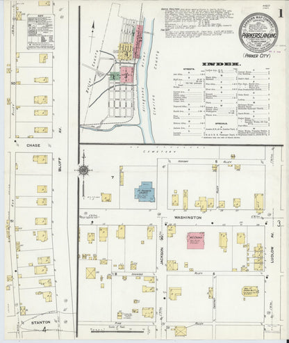 Sanborn Fire Insurance Map from Parkers Landing, Armstrong County, Pennsylvania (1910), Sheet #0001 - Historic Sanborn Fire Insurance Map Print, vintage old map wall art, antique decor, genealogy gift, Pennsylvania Pennsylvania map