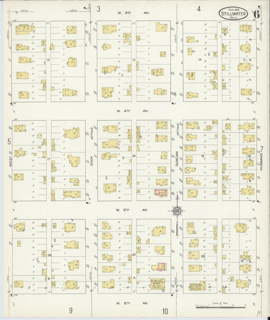 Sanborn Fire Insurance Map from Stillwater, Payne County, Oklahoma (1913), Sheet #0006 - Historic Sanborn Fire Insurance Map Print, vintage old map wall art, antique decor, genealogy gift, Oklahoma Oklahoma map