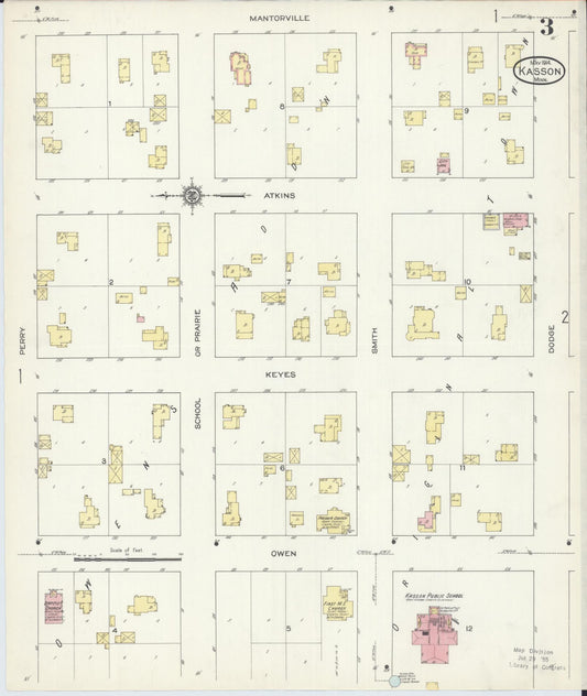Sanborn Fire Insurance Map from Kasson, Dodge County, Minnesota (1914), Sheet #0003 - Historic Sanborn Fire Insurance Map Print, vintage old map wall art, antique decor, genealogy gift, Minnesota Minnesota map