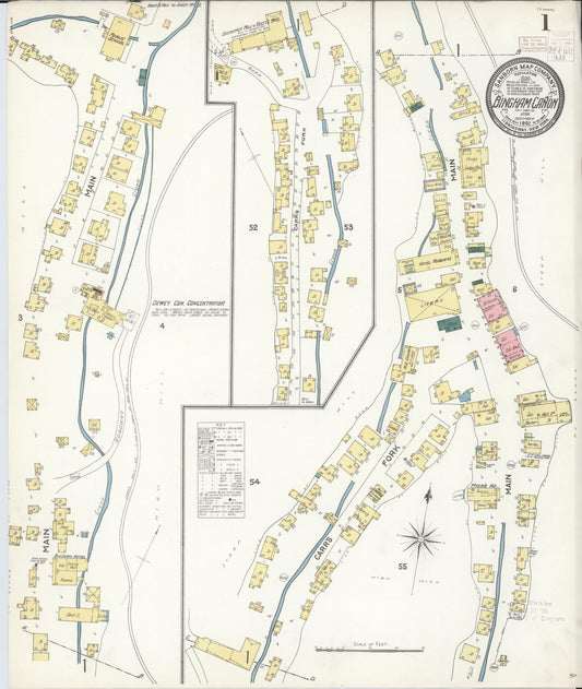 Sanborn Fire Insurance Map from Bingham Canyon, Salt Lake County, Utah (1902), Sheet #0001 - Complete Map Set gallery image, historic Sanborn map, vintage wall art, Utah Utah