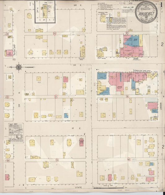 Sanborn Fire Insurance Map from Roosevelt, Duchesne County, Utah (1931), Sheet #0001 - Complete Map Set gallery image, historic Sanborn map, vintage wall art, Utah Utah