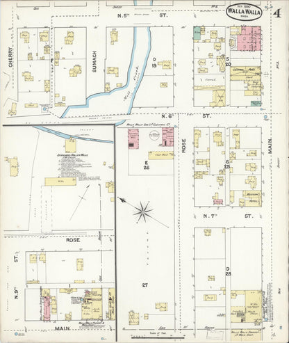 Sanborn Fire Insurance Map from Walla Walla, Walla Walla County, Washington (1890), Sheet #0004 - Complete Map Set gallery image, historic Sanborn map, vintage wall art, Washington Washington