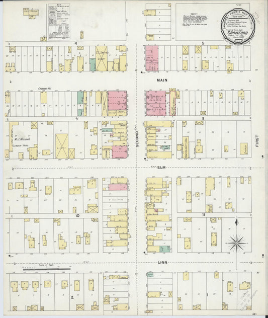 Sanborn Fire Insurance Map from Crawford, Dawes County, Nebraska (1897), Sheet #0001 - Historic Sanborn Fire Insurance Map Print, vintage old map wall art, antique decor, genealogy gift, Nebraska Nebraska map