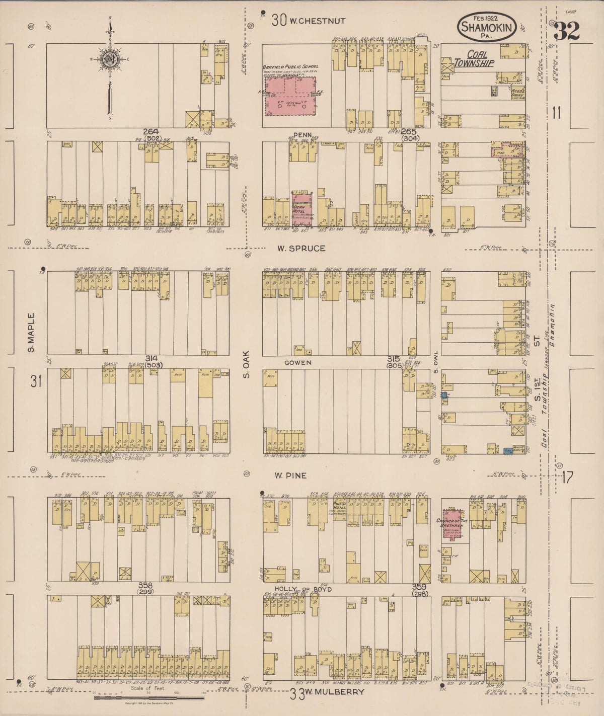 Sanborn Fire Insurance Map from Shamokin, Northumberland County, Pennsylvania (1922), Sheet #0032 - Complete Map Set gallery image, historic Sanborn map, vintage wall art, Pennsylvania Pennsylvania