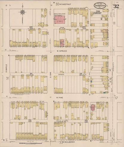Sanborn Fire Insurance Map from Shamokin, Northumberland County, Pennsylvania (1922), Sheet #0032 - Complete Map Set gallery image, historic Sanborn map, vintage wall art, Pennsylvania Pennsylvania