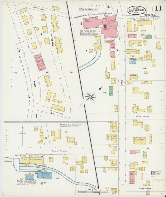 Sanborn Fire Insurance Map from Southbridge, Worcester County, Massachusetts (1899), Sheet #0011 - Historic Sanborn Fire Insurance Map Print, vintage old map wall art, antique decor, genealogy gift, Massachusetts Massachusetts map