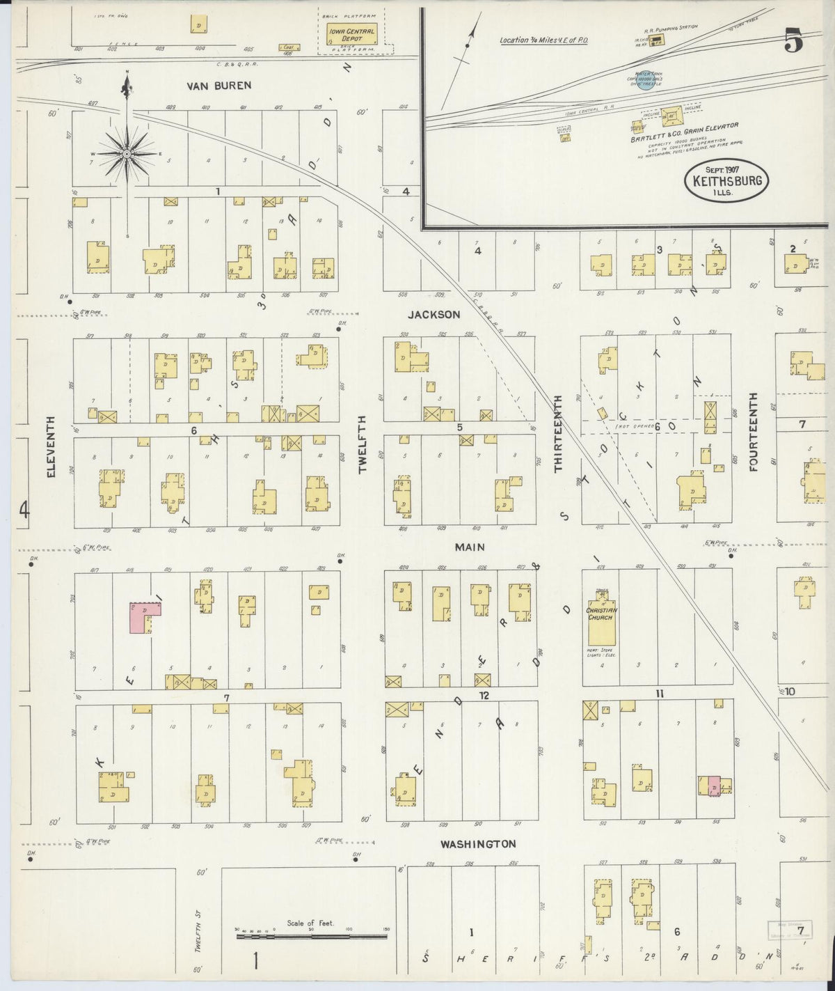 Sanborn Fire Insurance Map from Keithsburg, Mercer County, Illinois (1907), Sheet #0005 - Complete Map Set gallery image, historic Sanborn map, vintage wall art, Illinois Illinois