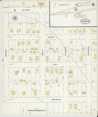 Sanborn Fire Insurance Map from Keithsburg, Mercer County, Illinois (1907), Sheet #0005 - Complete Map Set gallery image, historic Sanborn map, vintage wall art, Illinois Illinois