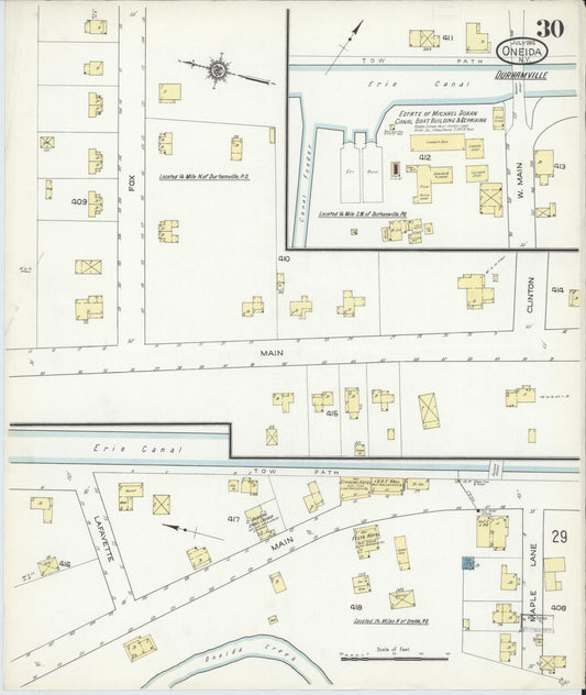 Sanborn Fire Insurance Map from Oneida, Madison County, New York (1914), Sheet #0030 - Historic Sanborn Fire Insurance Map Print, vintage old map wall art, antique decor, genealogy gift, New York New York map