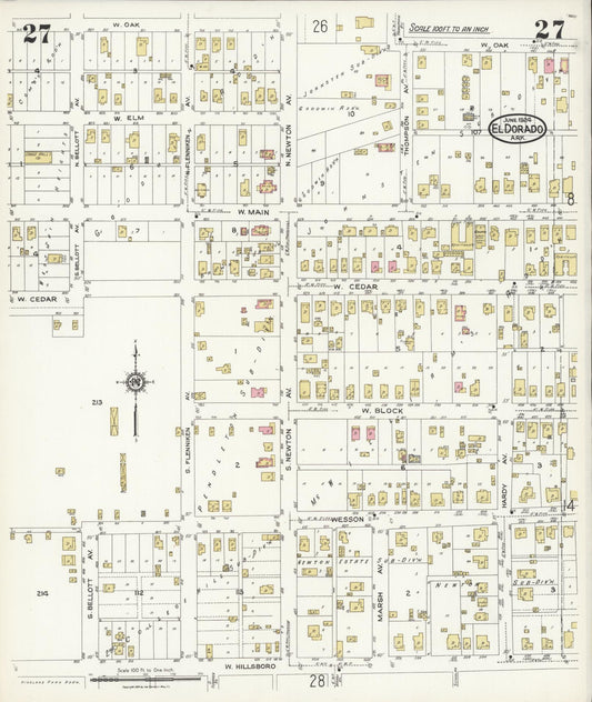 Sanborn Fire Insurance Map from El Dorado, Union County, Arkansas (1924), Sheet #0027 - Historic Sanborn Fire Insurance Map Print, vintage old map wall art, antique decor, genealogy gift, Arkansas Arkansas map