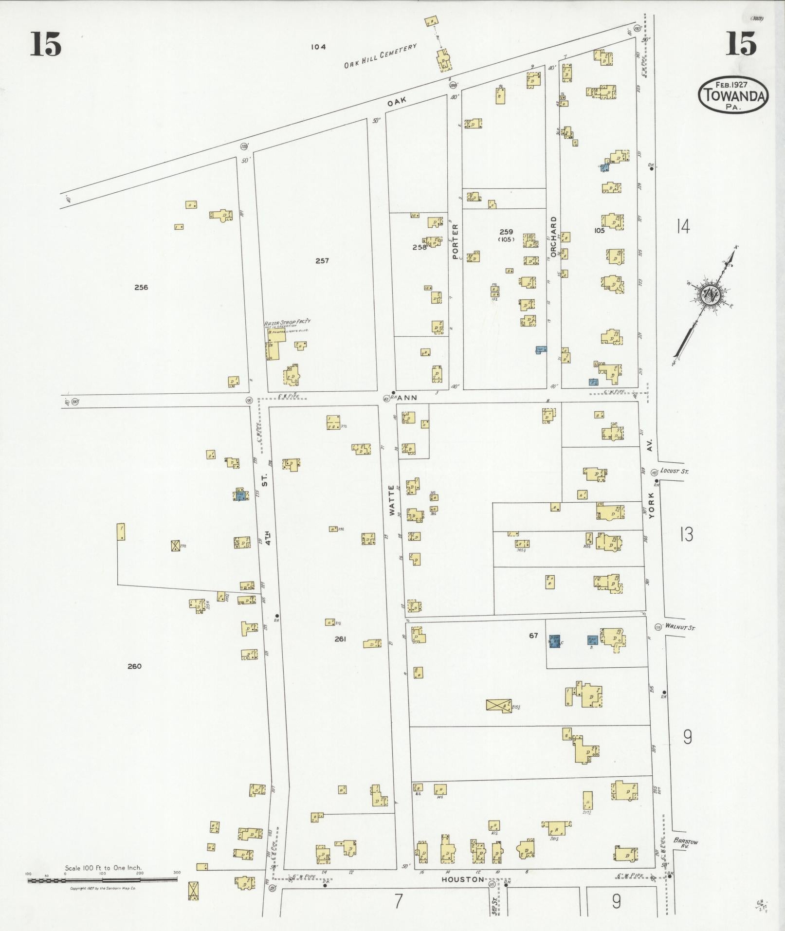 Sanborn Fire Insurance Map from Towanda, Bradford County, Pennsylvania (1927), Sheet #0015 - Complete Map Set gallery image, historic Sanborn map, vintage wall art, Pennsylvania Pennsylvania
