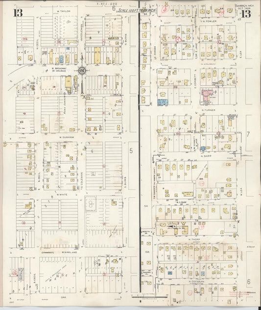 Sanborn Fire Insurance Map from Hobbs, Lea County, New Mexico (1950), Sheet #0013 - Historic Sanborn Fire Insurance Map Print, vintage old map wall art, antique decor, genealogy gift, New Mexico New Mexico map