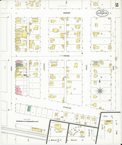 Sanborn Fire Insurance Map from Scranton, Greene County, Iowa (1901), Sheet #0002 - Historic Sanborn Fire Insurance Map Print, vintage old map wall art