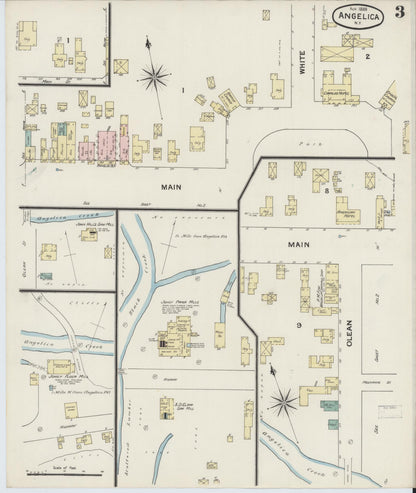 Sanborn Fire Insurance Map from Angelica, Allegany County, New York (1888), Sheet #0003 - Complete Map Set gallery image, historic Sanborn map, vintage wall art, New York New York