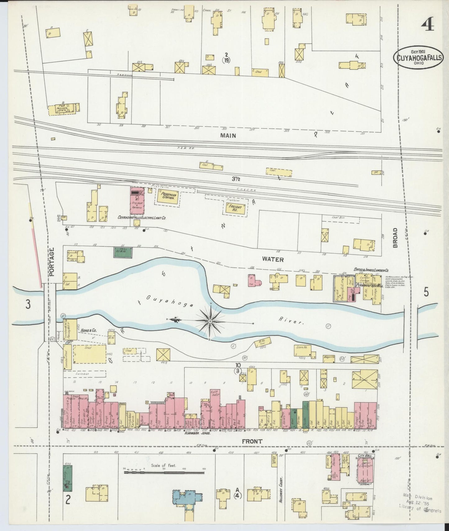 Sanborn Fire Insurance Map from Cuyahoga Falls, Summit County, Ohio (1901), Sheet #0004 - Historic Sanborn Fire Insurance Map Print, vintage old map wall art, antique decor, genealogy gift, Ohio Ohio map