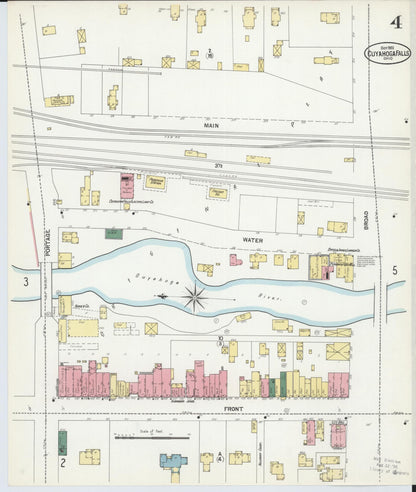 Sanborn Fire Insurance Map from Cuyahoga Falls, Summit County, Ohio (1901), Sheet #0004 - Historic Sanborn Fire Insurance Map Print, vintage old map wall art, antique decor, genealogy gift, Ohio Ohio map