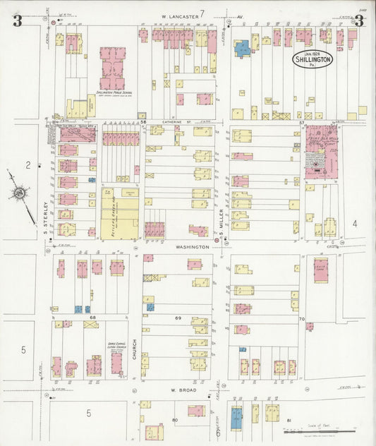 Sanborn Fire Insurance Map from Shillington, Berks County, Pennsylvania (1928), Sheet #0003 - Historic Sanborn Fire Insurance Map Print, vintage old map wall art, antique decor, genealogy gift, Pennsylvania Pennsylvania map
