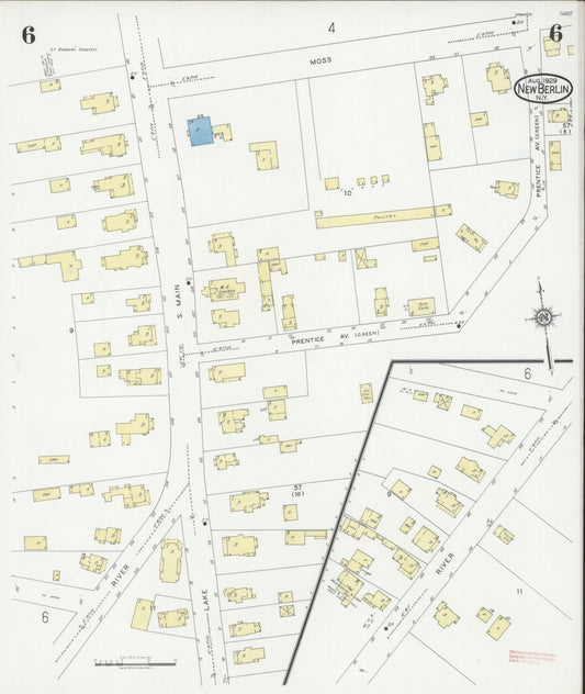 Sanborn Fire Insurance Map from New Berlin, Chenango County, New York (1929), Sheet #0006 - Historic Sanborn Fire Insurance Map Print, vintage old map wall art, antique decor, genealogy gift, New York New York map