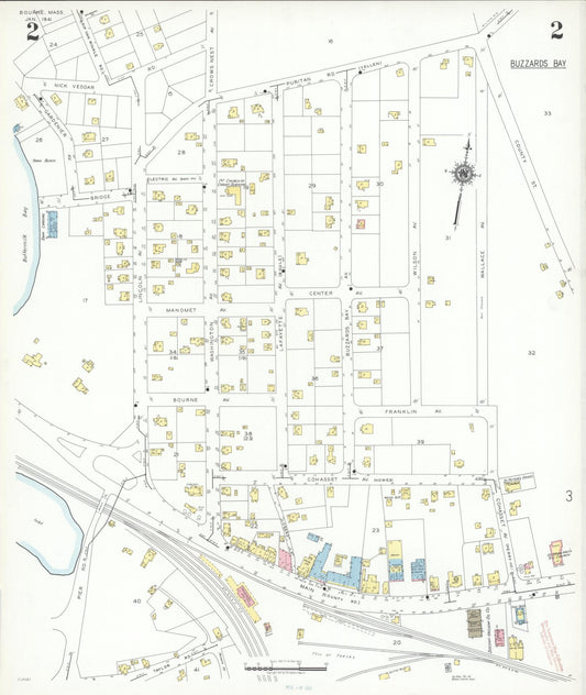Sanborn Fire Insurance Map from Bourne, Barnstable County, Massachusetts (1941), Sheet #0002 - Historic Sanborn Fire Insurance Map Print, vintage old map wall art, antique decor, genealogy gift, Massachusetts Massachusetts map
