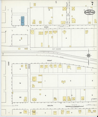 Sanborn Fire Insurance Map from Grand Prairie, Dallas County, Texas (1920), Sheet #0007 - Complete Map Set gallery image, historic Sanborn map, vintage wall art, Texas Texas