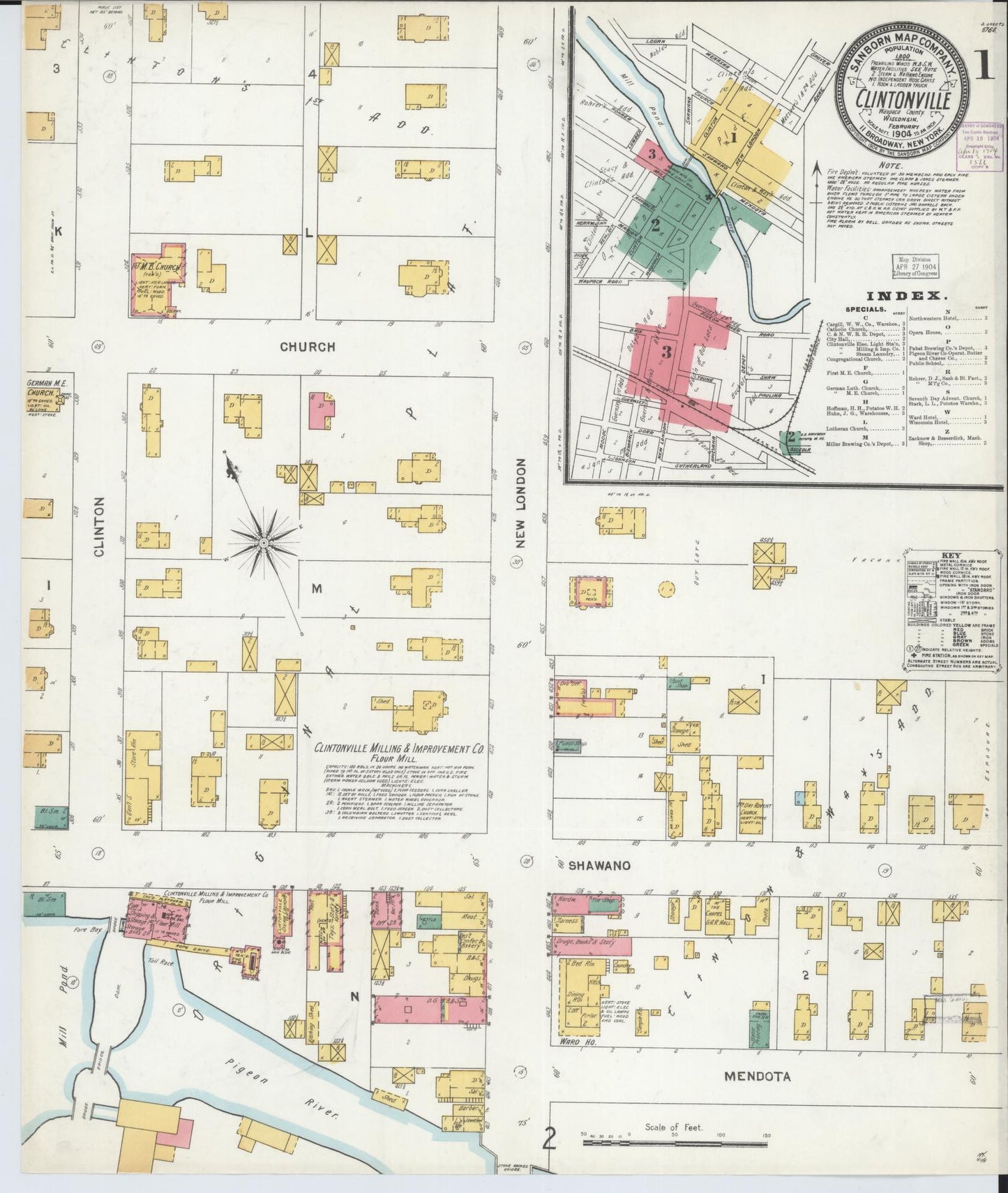 Sanborn Fire Insurance Map from Clintonville, Waupaca County, Wisconsin (1904), Sheet #0001 - Complete Map Set gallery image, historic Sanborn map, vintage wall art, Wisconsin Wisconsin